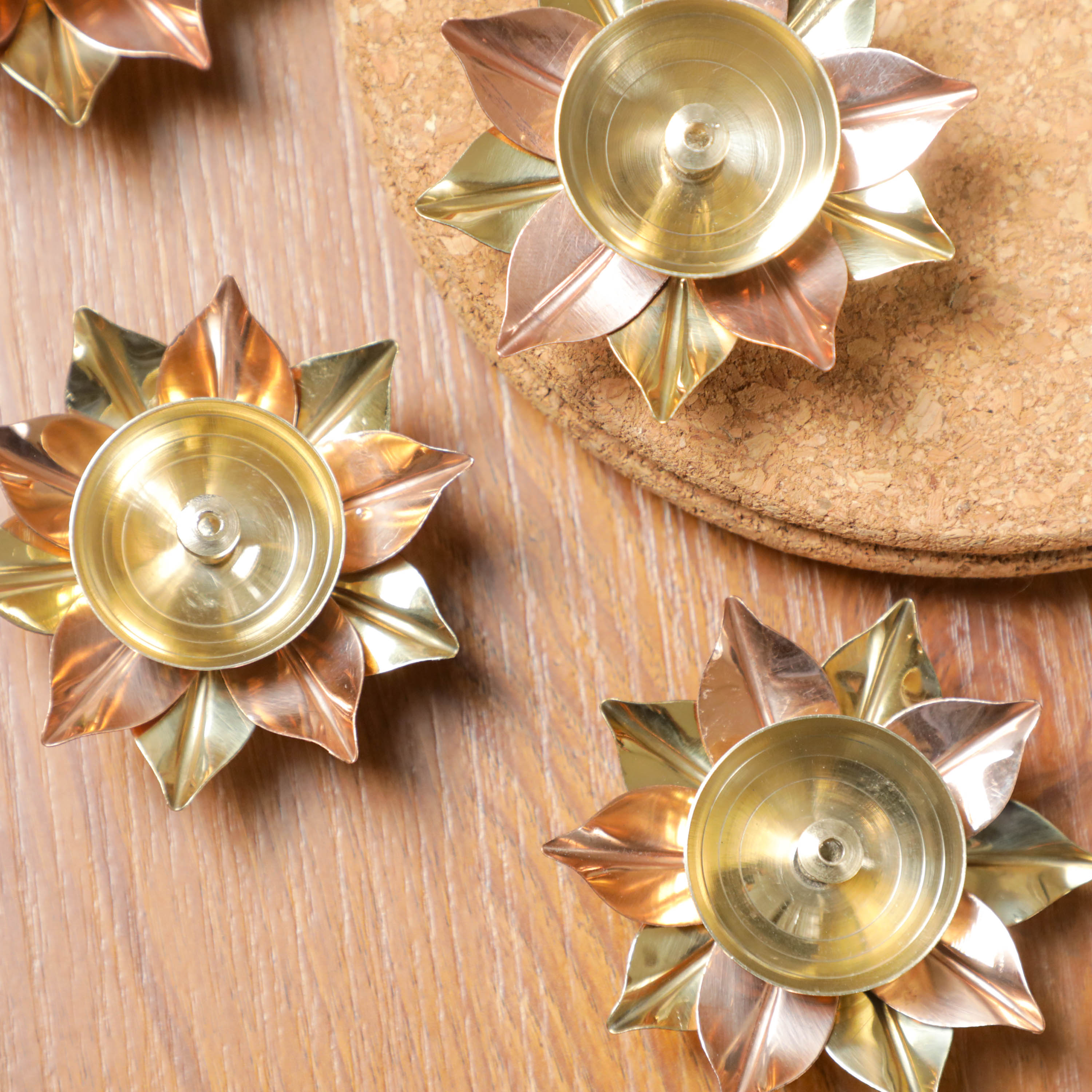 lotus shaped metal diyas
